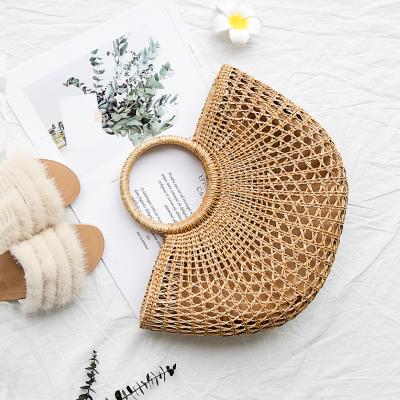 China Fashion Leisure Style Basket Weave Bag With Island Designs Straw Beach Bag Rattan Tote Bohemian Women Bag Hobo Weave Basket Handbag for sale