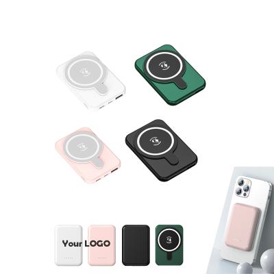 China Newest Mobile Phone Charger Power Bank Mini Portable Charger 5000mah Type C Magnetic Wireless Charging Power Bank Palladium Powerbank For iPhone 12 /13 for sale