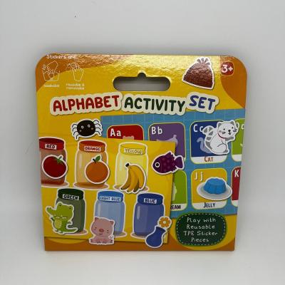 China Sticky sticker Alphabetic  & color matching kids game reusable waterproof Vinyl Stickers Colorful flip book for sale