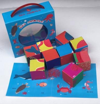 China Cartoon Sticker New hot sell SEA ANIMALS 9pcs cube puzzle for kid plays and learn a marine STEM design for sale