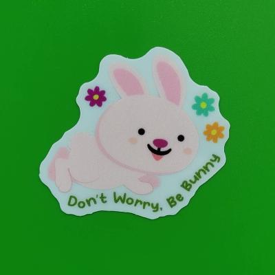 China Eco-friendly +Waterproof  UV Printing Waterproof Durable White Vinyl TPE reusable Die Cut Customized Logo Sticker Promotional cartoon Stickers for sale