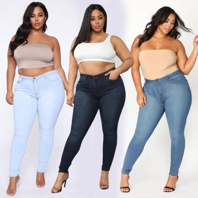 China 2021 Viable Blue Jeans Pant Ladies Denim Plus Size Winter High Waisted Stretch Jeans For Women for sale