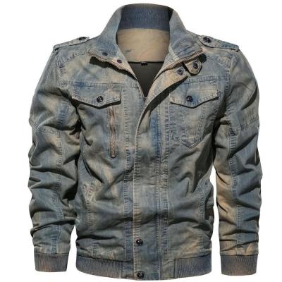 China European and American men's viable standing collar washed vintage denim jacket for men for sale