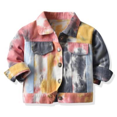 China Unisex Toddler Boy Girl Tie Dye Denim Anti-Shrink Coat Baby Outwear Boys Jean Top Little Kid Jackets for sale