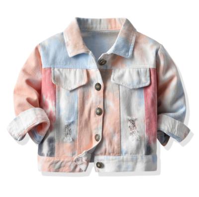 China The Viable Unisex Toddler Boy Girl Tie Dye Denim Coat Baby Toddler Outwear Little Jean Top Jackets for sale