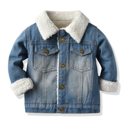 China Sustainable Unisex Toddler Boy Fur Denim Coat Baby Outwear Kid Boys Jean Jackets With Fur For Kids for sale