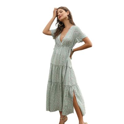 China 2021 Anti-Static Fast Shipping Fashion V-Neckline Women Dress Summer Maternity Dress for sale