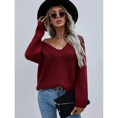 China Sugar Loose Sweater 2021 New Arrivals Fuzzy Women Sweater Long Sleeve Autumn Breathable Causal Deep V-Neck Sweater for sale