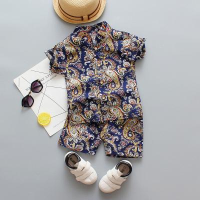 China Casual Baby Clothes Beach Boy Outfit Fashion Set Kid Boys Clothes Flower Print Shirt Suit 1-4 Years Old for sale