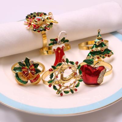 China FASHIONABLE Napkin Ring Apple Bell Christmas Tree Garland Napkin Ring Elk Snowflake Button Christmas Deer Napkin for sale