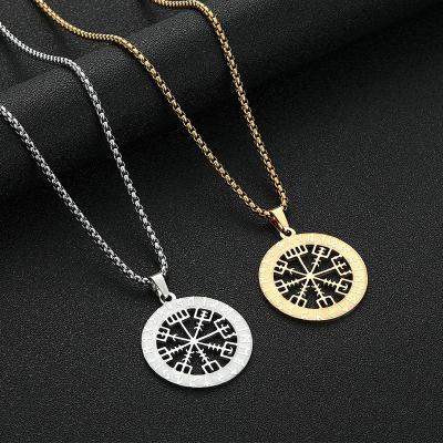 China Slavic Compass Rune Stainless Steel Necklace Men's Vintage Necklace Nickel Free Rune Necklace Pirate Compass Pendant for sale