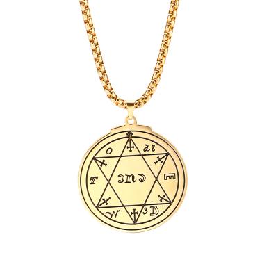 China Vintage Key Of Good Luck Of Solomon Seal Amulet Women Stainless Steel Supernatural Necklace Pagan Wiccan Jewelry for sale