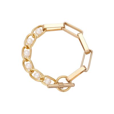 China Fashion simple OT button bead bracelet and bracelet jewelry women fashion creative spliced ​​metal bangle chain bracelet for sale