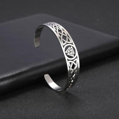 China Irish Celtic Knot Bracelet Vikings Cuff Bangle Talisman Wiccan Stainless Steel Bangle Bracelet New Stainless Steel Men for sale