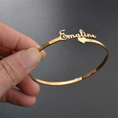 China FASHIONABLE Jewelry Accessories Custom Name Bracelets Customized Stainless Steel Bangle Personalized Gold Plated Bracelets for sale