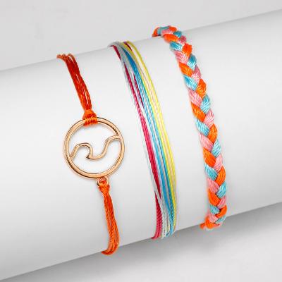 China BOHEMIA Polyester Handmade Adjustable Wax Rope Waterproof String Bracelet for sale