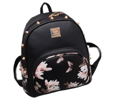 China Ladies Leisure Travel Bag Fashion Trend Waterproof Butterfly Printed Leather Rucksack Wholesale Backpacks for sale