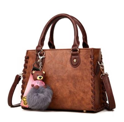 China 2021 Best New Fashion Fur Pompom Bear Women Tote Bag Satchel Sale Model Small Mini Handbag For Ladies for sale