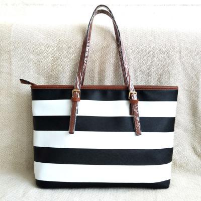 China 2021 New Fashion Design Women's Stripe Large Tote Shoulder Bags Women Handbags Ladies for sale