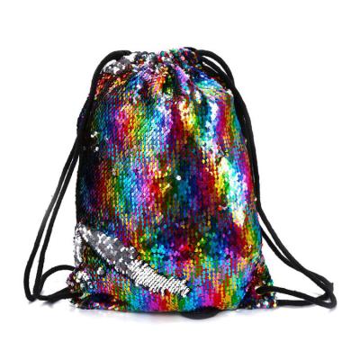 China 2021 Reversible Sequin Lightweight Gym Dance Backpack Shoulder Magic Glittering Drawstring Bag for sale