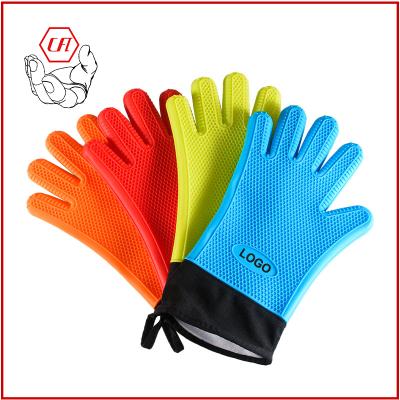 China Contemporary Multi-Function Touch Cooking Five Fingers Heat Resistant Silicone Oven Grill Mitten Gloves Food for sale