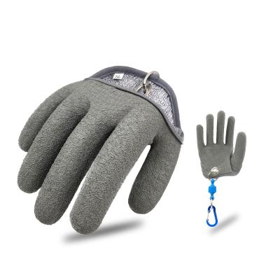 China HPPE/Glass Cut Puncture Resistant Anti-Slip HPPE Knit Liner Wrinkle Latex Coated Outdoor Fishing Gloves for sale