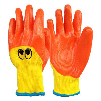 China Cuff Amazon Hot Selling Elastic Knitted High Quality Nitrile Fully Coated Kids Waterproof Gardening Gloves Kids Play Mud Gloves for sale