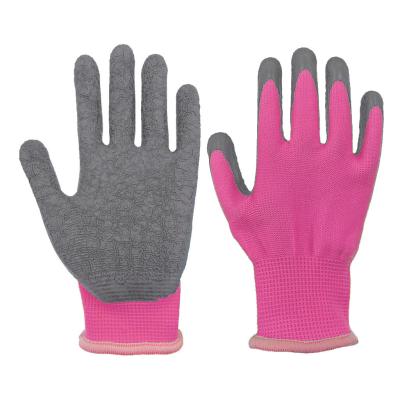 China Elastic Knitted Cuff Factory Custom Kids Colorful Outdoor Wrinkle Latex Coated Work Gardening Gloves for sale