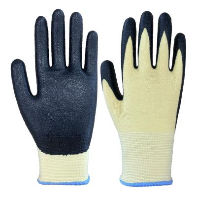 China Elastic Knitted Cuff Palm Coated Safety Work Gloves Foam Nitrile Performance A2 Cut Level Aramid Knit OEM Anti Cut for sale