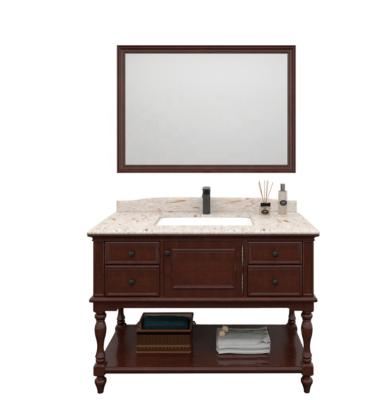 China EU Customized Antique European Style Red Oak Bathroom Vanity With Wash Hand Basin for sale