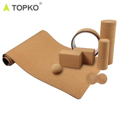 China TOPKO New Arrival Eco-Friendly Pilates Set Eco-friendly Gym Yoga Mat Cork Strip Yoga Mat Set for sale