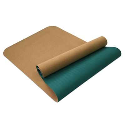 China Eco-Friendly High Quality Yoga Mat TOPKO Custom Logo Anti Slip Natural Cork Strip Full Printed Yoga Mat for sale