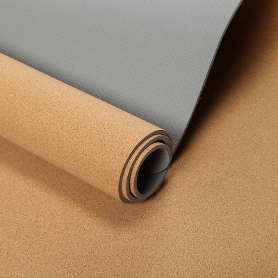 China Printed Eco Friendly Customized Full Quality Yoga Mat TOPKO Logo Anti Slip Natural Cork Tape Yoga Mat for sale