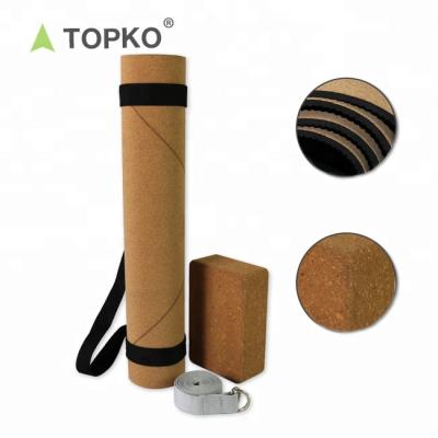 China Two Layers Premium Jute Yoga Cork Rubber Yoga Mat 100% Natural Custom High Quality Eco-Friendly Pro Mat TOPKO Natural Anti Slip for sale