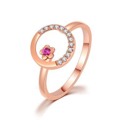 China Factory direct sale 18K Resizable Rose Gold Pink Gemstone Rings TRENDY for sale