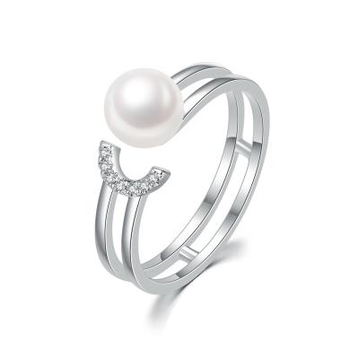 China FASHIONABLE Hot Selling Pearl Finger Ring Fresh Water Baroque Pearl Classic Simple Ring for sale