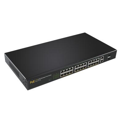 China Port POE DIEWU 24 Port Management POE Security Switch 100M+2port 1000m+2SFP For IP Camera for sale