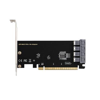 China PCIe x16 4 NVME U.2 (one SFF-8643 144pin) Gen3 to mini SAS HD (SFF-8643) 4 port 4 adapter for sale