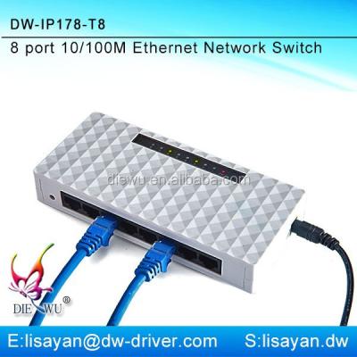 China High Quality LACP 8 Port 10/100mbps Ethernet Mini Desktop Switch for sale