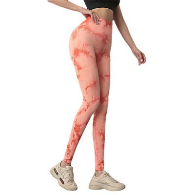 China 2022 Fitness Belly Women Girls Seamless Marble Link High Rise Breathable Control Dye Back Crac! crack! yoga gaiters for sale