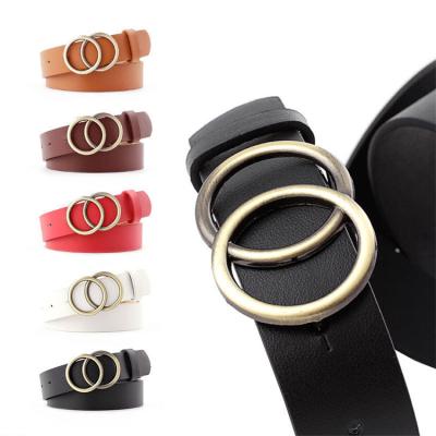 China For Women's PU Leather Belt Double Fashion Ring Soft Faux Dress Waist Belt Application 2022 Jeans For Jeans for sale