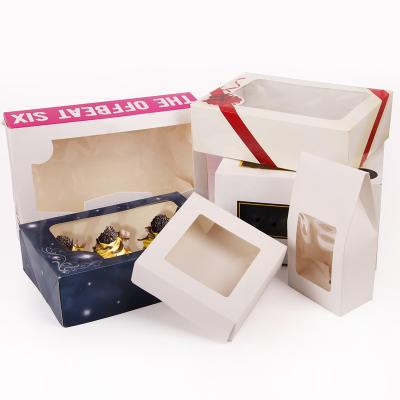 China Recycled Materials Paper Box Packaging Paper Sushi Tray Wrapping Paper Plastic Transparent Box With Clear Window for sale