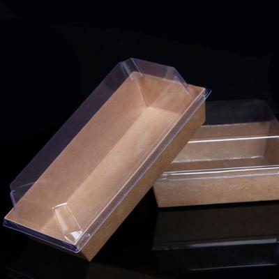 China Recycled Materials Kraft Paper Box For Pizza With Transparent Plastic Lid for sale