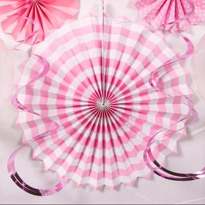 China Holiday Decorations Newly Design Festival Colorful Pom Pom Flower Paper Fan Pink Party Decorations Tissue Paper Fan for sale