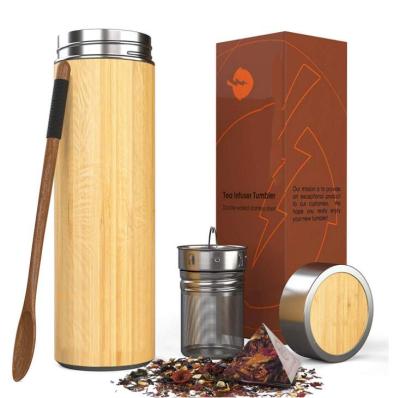 China Business Wooden Bamboo Thermo Flask Vacuum Water Bottle for sale