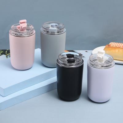 China Sustainable Promotion Cute Baby Bottles With Straw Insulated Unbreakable Stainless Steel Coffee Cup With Lid for sale