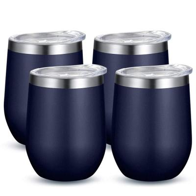 China Sustainable 4 Pack Stemless Wine Tumbler 12 oz Stainless Steel Wine Wall Glass Shatterproof Double Cup Insulated Tumbler With Lids For Wine for sale