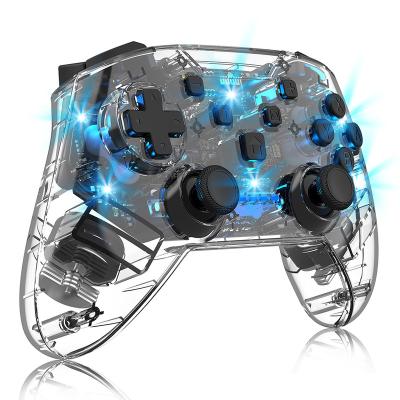 China Transparent Wireless PRO Controller Vibration Dual VIBRATION MOTOR Switch and Pro Gyro Function Joystick Gamepad NS Controller for sale