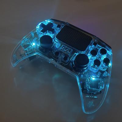 China Transparent PC+ABS Wireless PS4 Controller With 7 Color Light 6 Gyro Aixs Turbo Function Gamepad Wireless Controller PS4 for sale