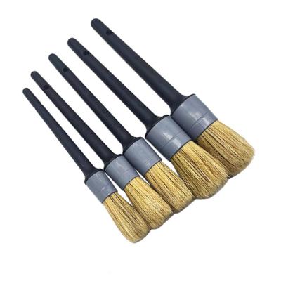 China Wholesale Price 5PCS 100% Wholesale Price Paint CTCC056 Plastic Natural Auto Car Boar Bristle Handle Detailing Brush for sale